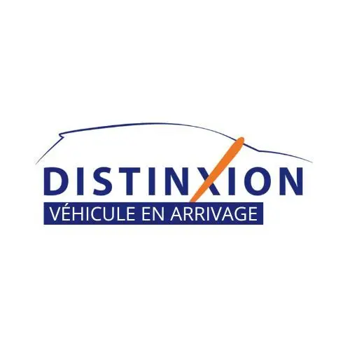 Logo Distinxion bleu et orange sur fond blanc avec mention "Véhicule en arrivage" en bas.