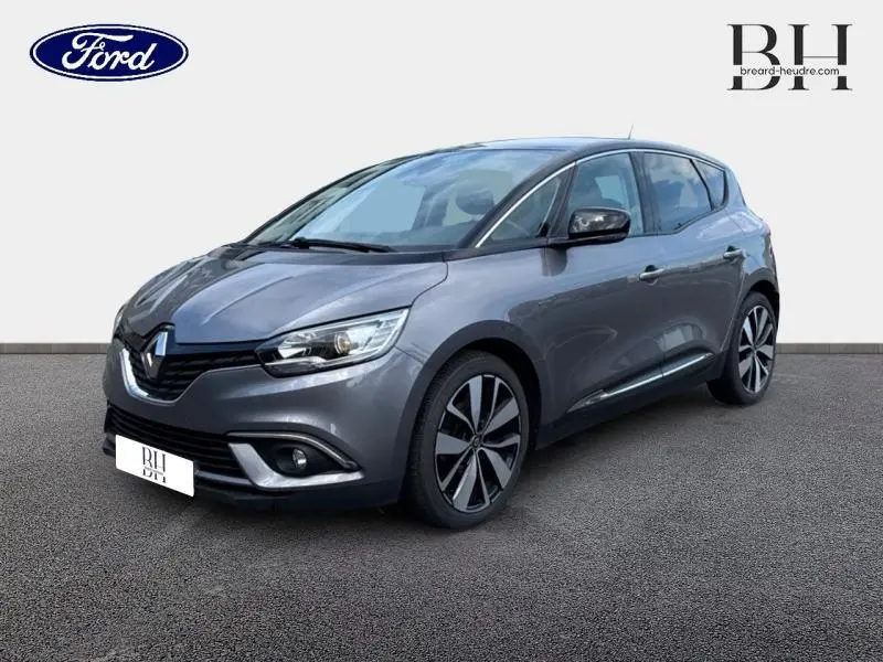 Renault Scénic 1.7 Blue dCi 120ch Limited gris Cassiopée/Noir Étoilé, vue 3/4 avant droit avec jantes alu distinctives.