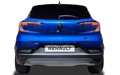Vue arrière du Renault Captur 2025 bleu Iron avec feux LED et logo central bien visibles.