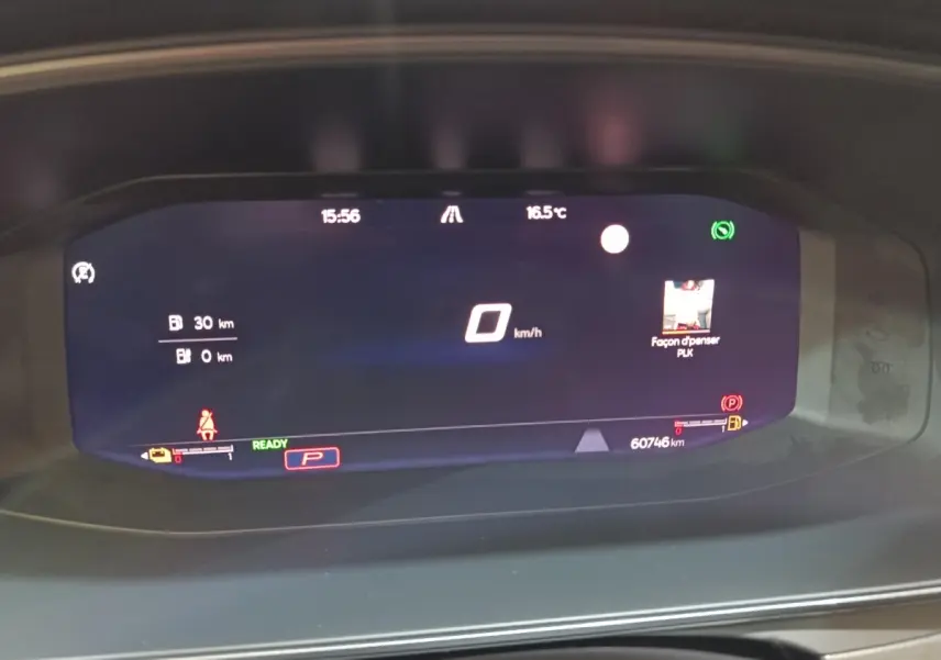 Affichage numérique du combiné d'instruments du CUPRA Formentor 1.4 e-HYBRID, avec vitesse à 0 km/h.