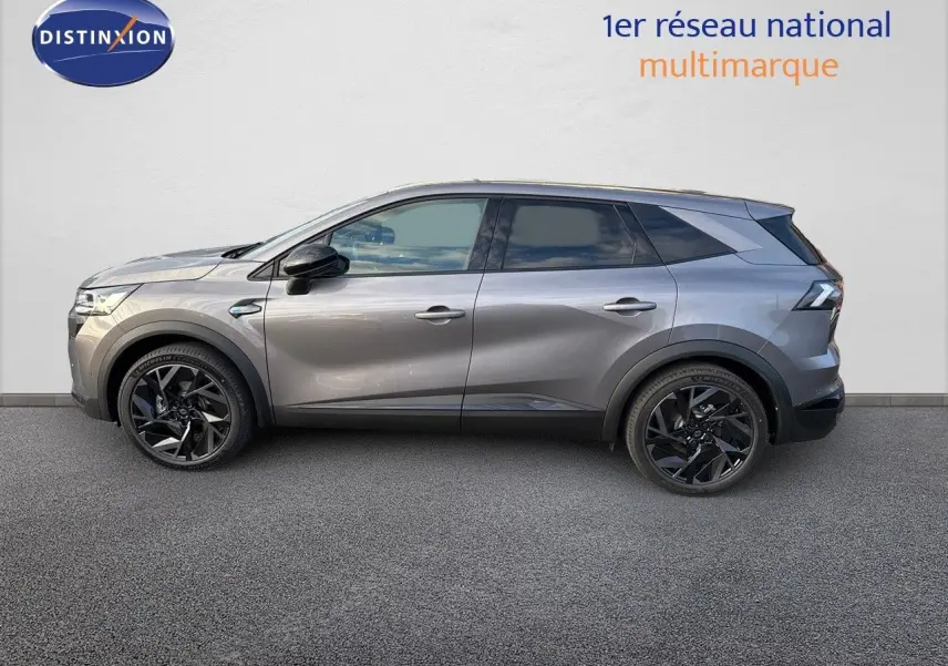 Profil côté gauche du Renault SYMBIOZ gris cassiopée métallisé, soulignant ses jantes noires et son design moderne.