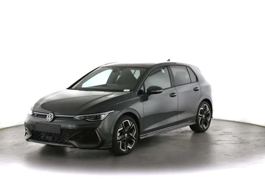 Volkswagen Golf VIII R-Line gris dauphin vue 3/4 avant droit avec jantes alliage 18 pouces York.