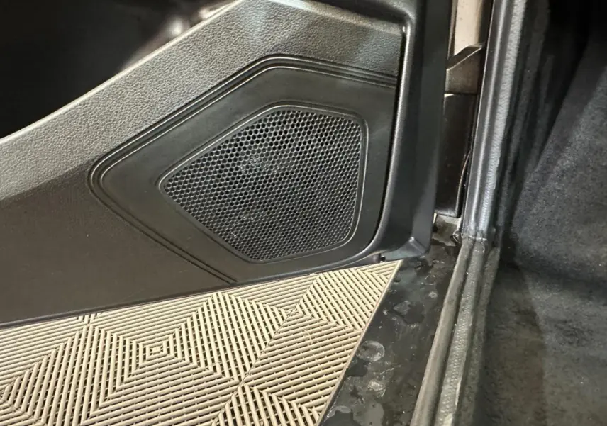 Détail intérieur montrant le haut-parleur intégré à la porte côté conducteur de l'Aixam Minauto E Access 2026.