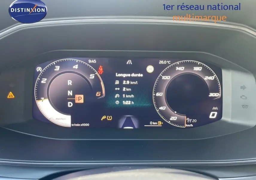 Tableau de bord numérique de la CUPRA Formentor 2.0 TDI 150CH DSG 2025 affichant compte-tours et vitesse, vue de face.