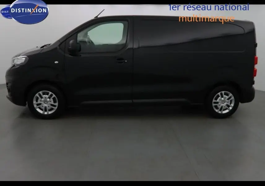 Profil côté gauche du Peugeot Expert Fourgon noir métal 2022, version Standard 1.5 BlueHDi 120S&S Premium.