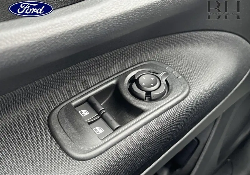 Commande des vitres électriques et réglage des rétroviseurs sur la porte intérieure d'une Fiat 500 Ice White pastel.