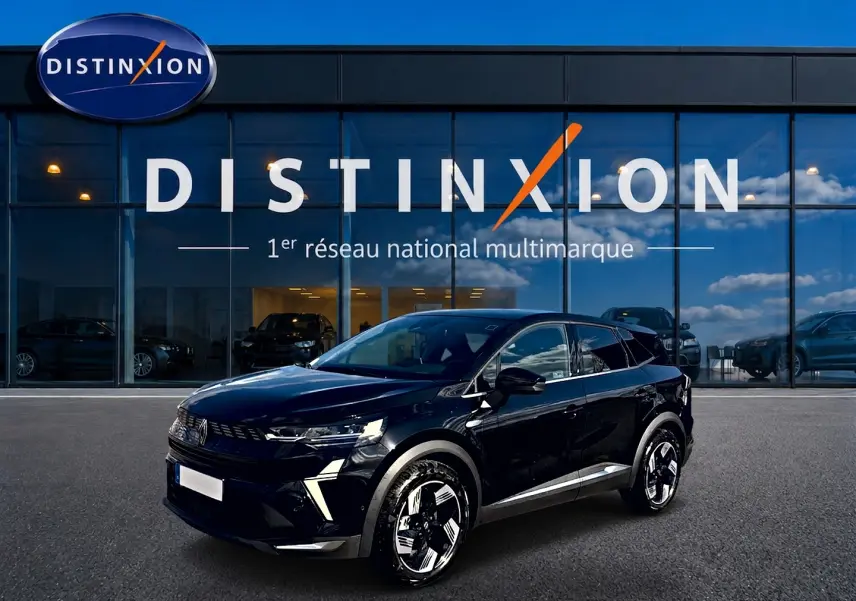 Renault Symbioz 2026 noir étoile, vue 3/4 avant droit, jantes alu et détails modernes sur carrosserie brillante.