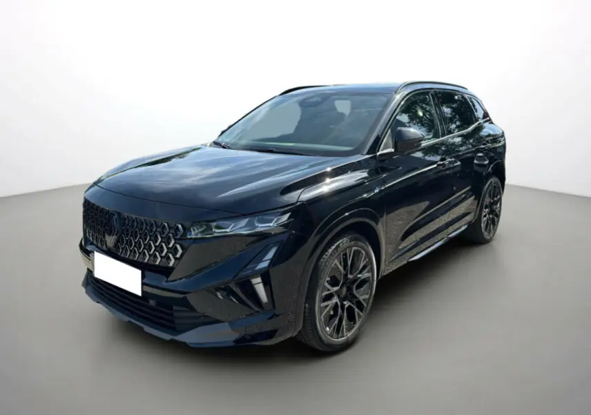 Renault Austral New 200 Esprit Alpine noir étoilé, vue 3/4 avant droit avec jantes alu 20 pouces et toit panoramique.