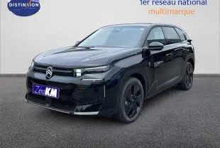 Citroën C5 Aircross noir perla nera en 3/4 avant droit, mettant en valeur ses jantes noires et son design moderne.