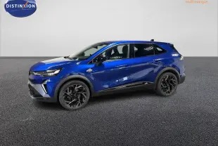 Renault Symbioz bleu Iron vue de profil côté gauche, avec jantes noires et détails noirs brillants.