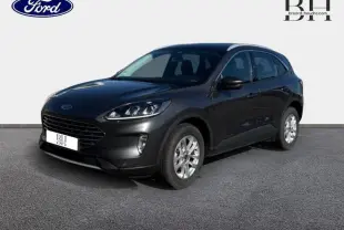 Ford Kuga gris Magnetic en vue 3/4 avant droit, mettant en valeur ses phares LED et jantes alu.