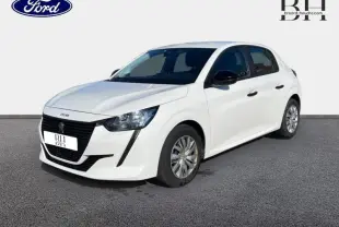 Peugeot 208 AFFAIRE blanc banquise vue 3/4 avant droit sur fond neutre avec jantes et calandre noire.