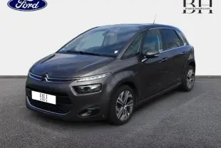 Citroën C4 Picasso gris Shark vue 3/4 avant droit avec phares LED et jantes alliage.