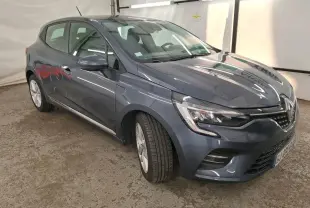 Renault Clio Business Edition gris foncé vue 3/4 avant droit, avec phares LED et jantes alliage.