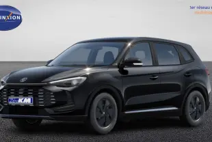 MG ZS 1.5L Hybrid+ 2026 en Pebble Black Metal, vue 3/4 avant droit avec calandre noire distinctive.