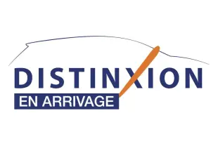 Logo Distinxion bleu et orange sur fond blanc avec mention "En arrivage" en rectangle bleu.