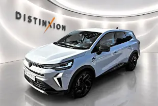 Vue 3/4 avant droite de la Renault SYMBIOZ gris rafale avec jantes noires et détails noirs contrastants.