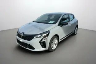 Renault Clio DCI 100 Evolution gris rafale vue 3/4 avant droit avec phares full LED et jantes alliage.