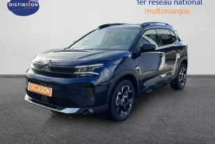 Citroën C5 Aircross bleu Eclipse Metal vue 3/4 avant droit avec jantes bi-ton et toit noir.